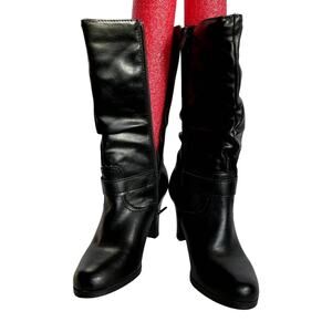 Arizona Jean Co Boots Women Size 6 Side zip  buckle decor blackCloe